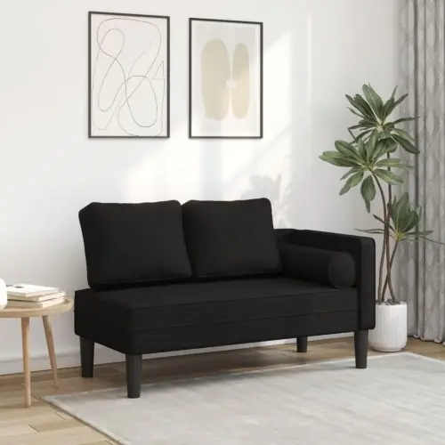 Kan bestilles | Chaiselong med hynder i stof - sort, kompakt loungestol