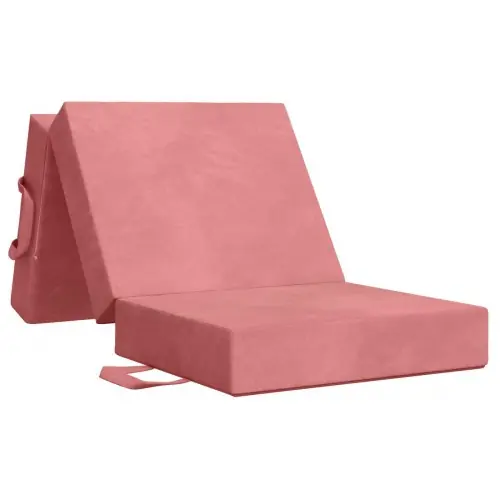 Kundernes valg - Foldbar sovesofa i fløjl - 90 × 67 × 45 cm, lyserød