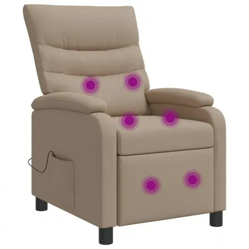 Premium kvalitet - Massage lænestol i cappuccino kunstlæder med recliner og USB-massage